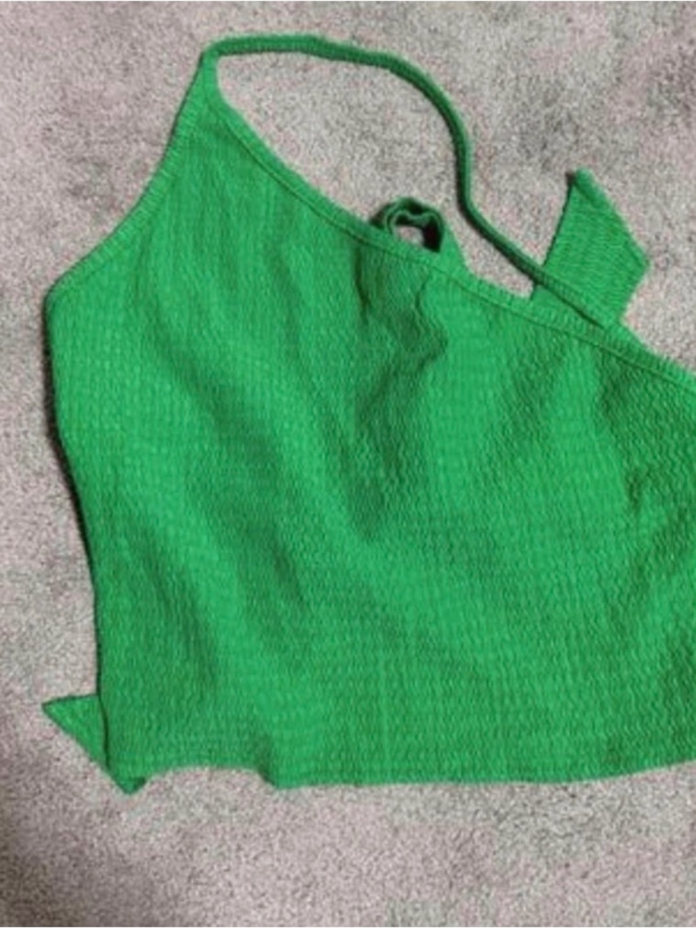 SHEIN Bright Green One-Shoulder Ribbed Crop Top